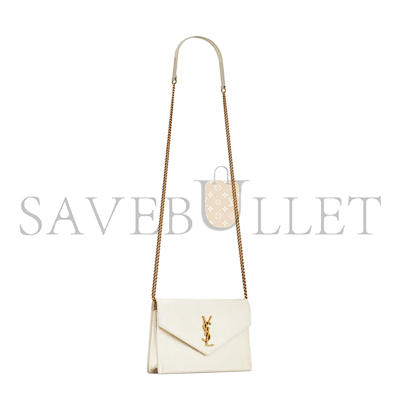 YSL CASSANDRE ENVELOPE CHAIN WALLET IN METALLIZED LEATHER 402031AAAGI7100 (19*12.5*3.5cm)